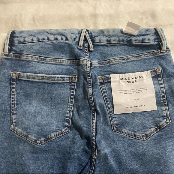 NWT Good American Good Waist Crop High Waist Raw Hem Stretch Jeans 16 - Picture 11 of 14